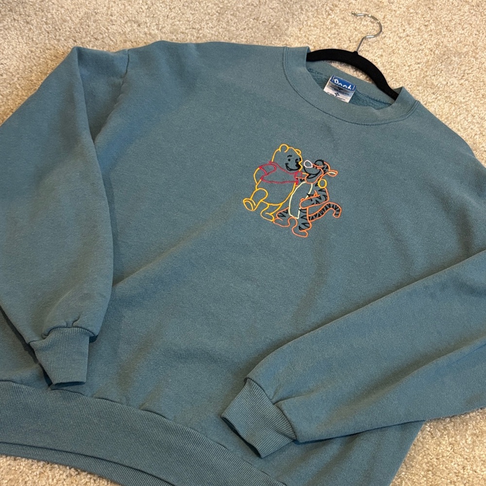 Disney Teal Crewneck Sweater with Pooh and Tigger